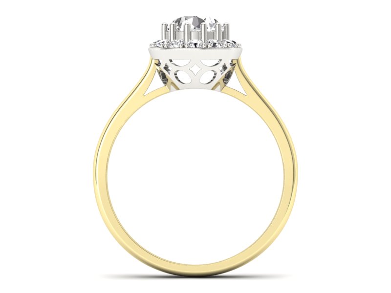 Pierścionek z diamentami żółte i białe złoto - p16597zb - 2