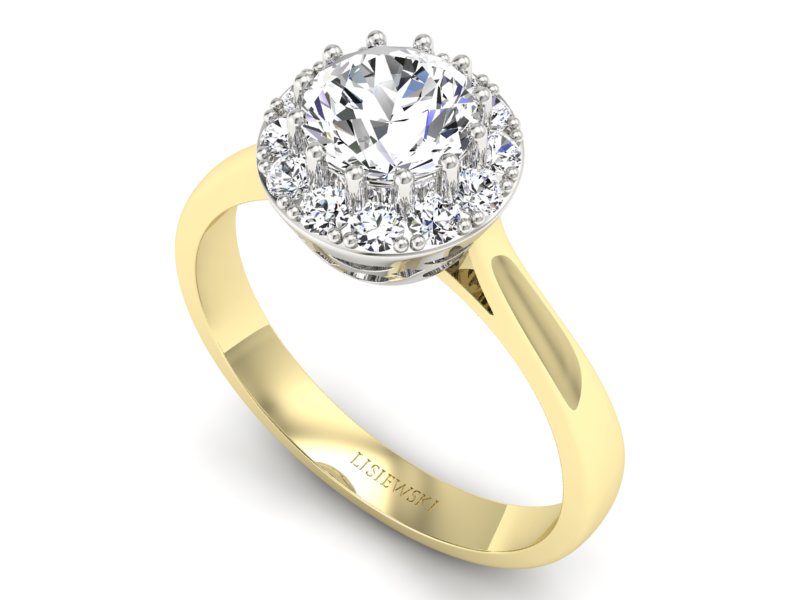 Pierścionek z diamentami żółte i białe złoto - p16597zb - 3