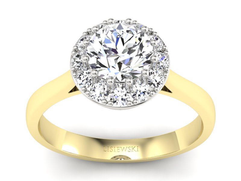 Pierścionek z diamentami żółte i białe złoto - p16597zb - 1