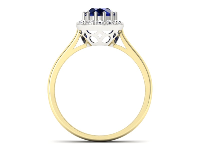 Pierścionek z szafirem i diamentami - p16597zbsz - 2