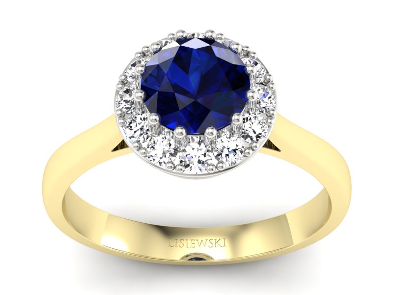 Pierścionek z szafirem i diamentami - p16597zbsz - 1