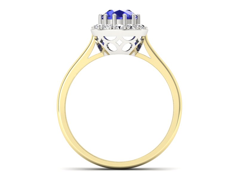 Pierścionek z szafirem i diamentami - p16597zbszc - 2