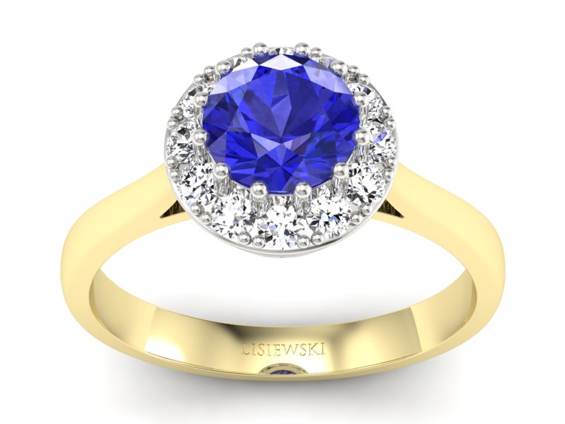 Pierścionek z szafirem i diamentami - p16597zbszc - 1