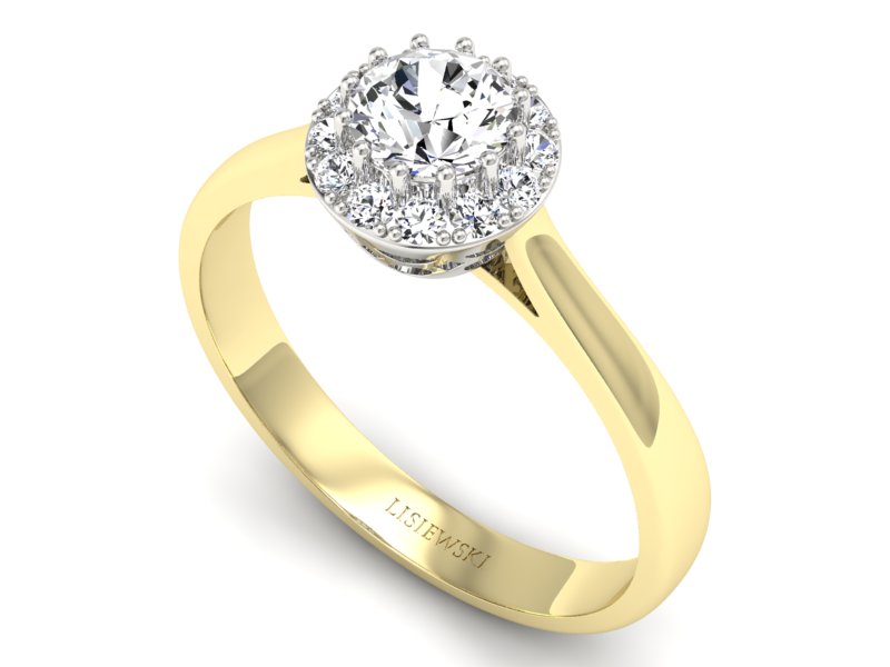 Pierścionek z diamentami żółte i białe złoto - p16598zb - 3
