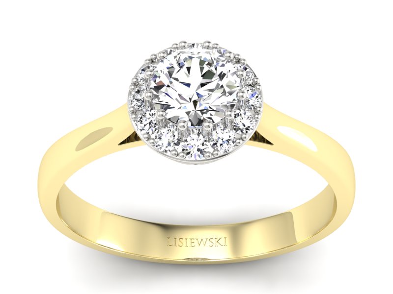 Pierścionek z diamentami żółte i białe złoto - p16598zb - 1