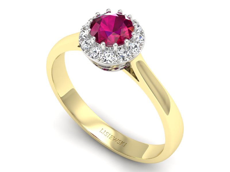 Pierścionek z rubinem i diamentami - p16598zbr - 3
