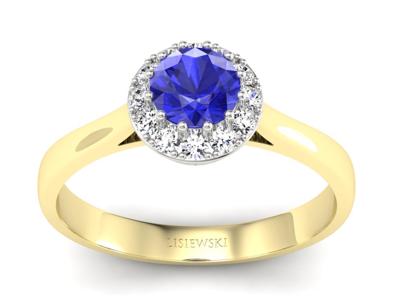Pierścionek z szafirem i diamentami - p16598zbszc - 1