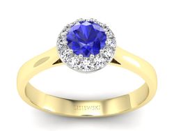 Pierścionek z szafirem i diamentami - p16598zbszc