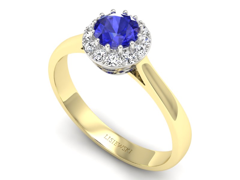 Pierścionek z szafirem i diamentami - p16598zbszc - 3