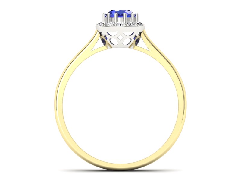Pierścionek z szafirem i diamentami - p16598zbszc - 2