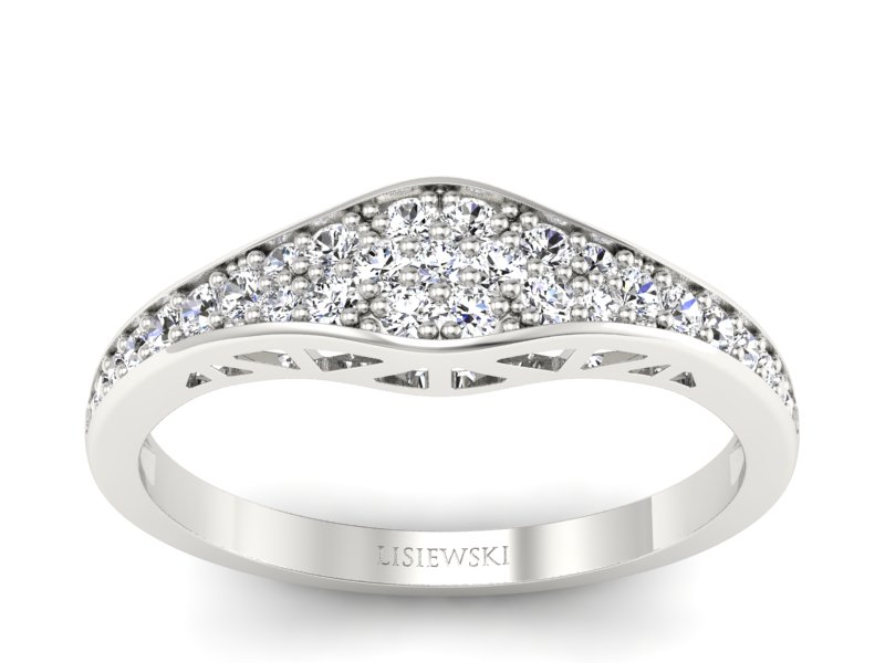 Złoty pierścionek z brylantami białe złoto - p16600b - 1