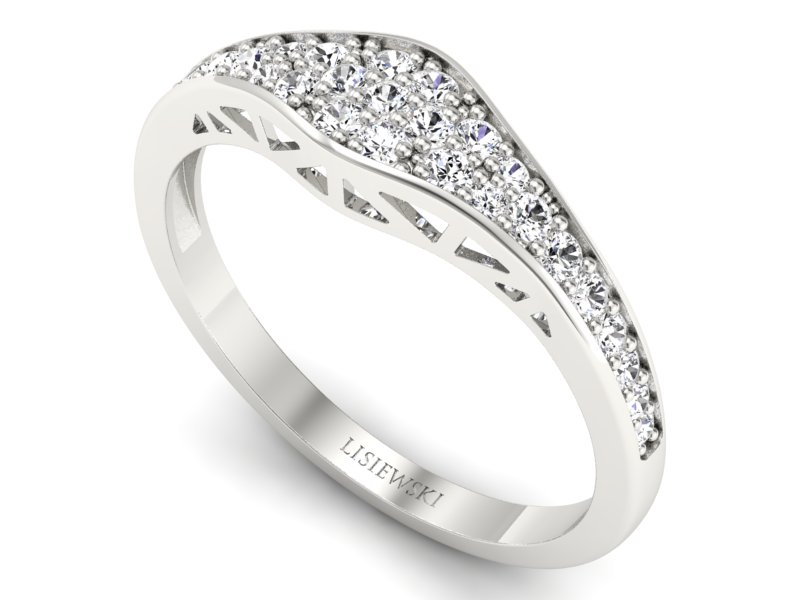 Złoty pierścionek z brylantami białe złoto - p16600b - 3