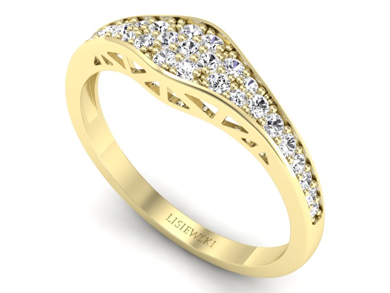 Złoty pierścionek z brylantami żółte złoto - p16600z - 3