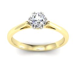 Pierścionek z diamentem żółte i białe złoto 585 - p16603zb