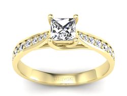 Złoty Pierścionek z diamentami żółte złoto 585 - p16604z