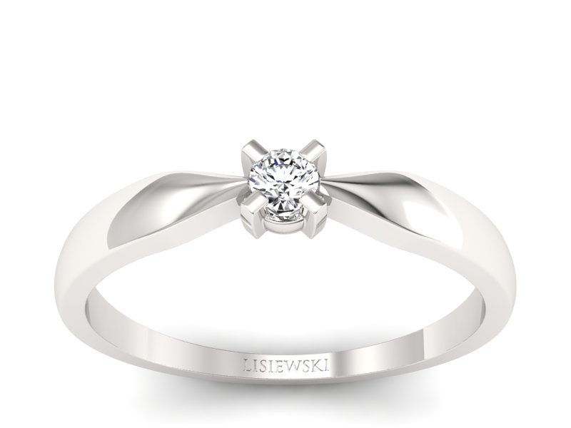 Złoty pierścionek z brylantem białe złoto - p16616b - 1