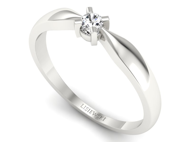 Złoty pierścionek z brylantem białe złoto - p16616b - 3