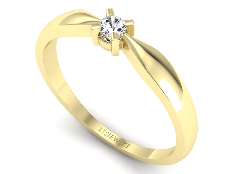 Złoty pierścionek z brylantem żółte złoto - p16616z - 3