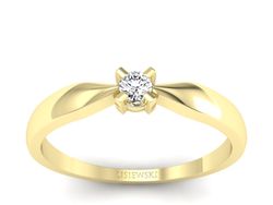 Złoty pierścionek z brylantem żółte złoto - p16616z