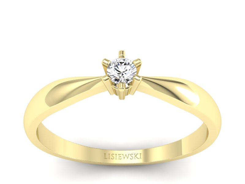 Złoty pierścionek z brylantem żółte złoto - p16617z - 1