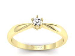 Złoty pierścionek z brylantem żółte złoto - p16617z