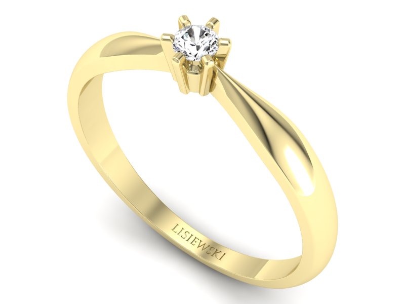 Złoty pierścionek z brylantem żółte złoto - p16617z - 3