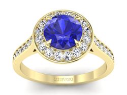 Złoty pierścionek z szafirem i diamentami - p16623zszc