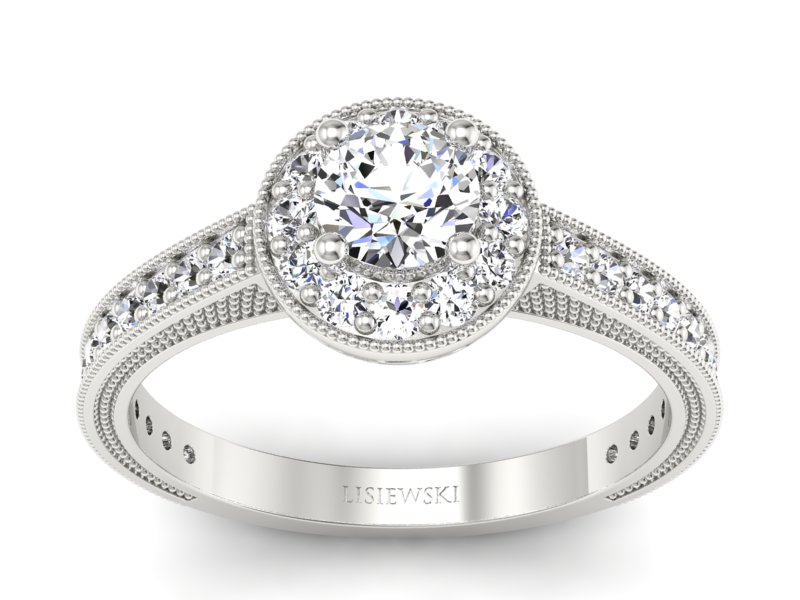 Złoty pierścionek z brylantami białe złoto - p16629b - 1