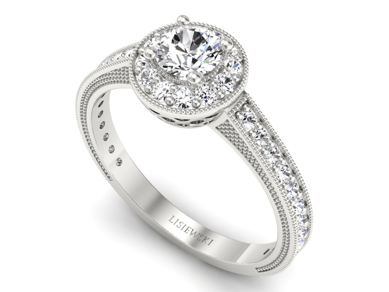 Złoty pierścionek z brylantami białe złoto - p16629b - 3