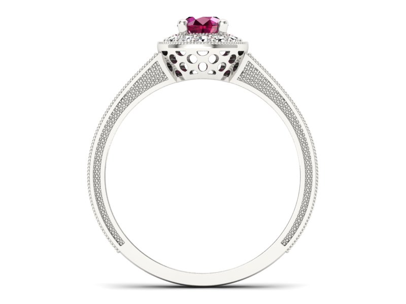 Pierścionek z rubinem i brylantami białe złoto - p16629br - 2