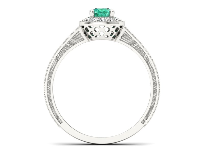 Złoty Pierścionek ze szmaragdem i brylantami - p16629bsm - 2