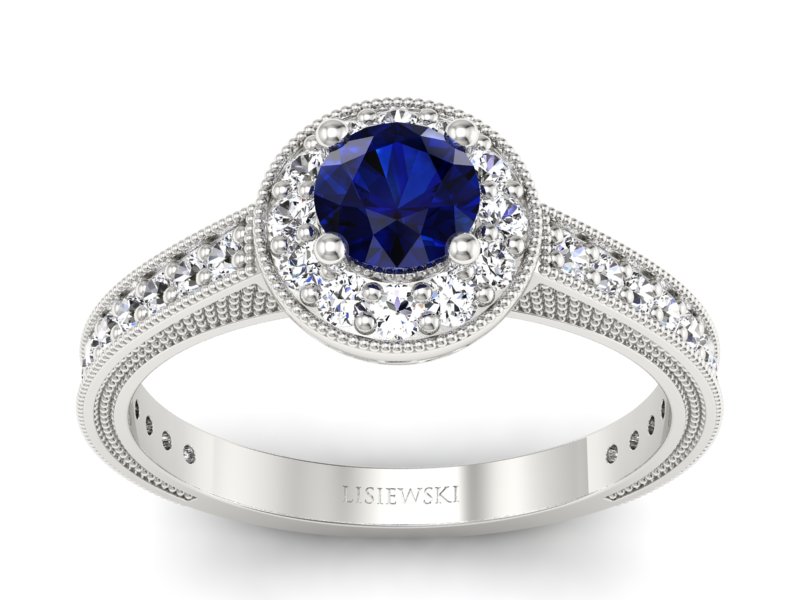 Pierścionek z szafirem i brylantami - p16629bsz - 1