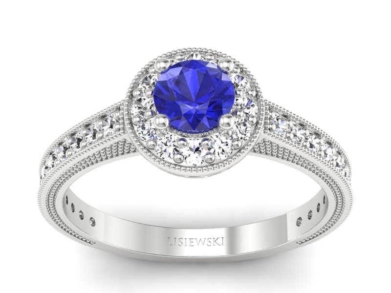 Pierścionek z szafirem i brylantami złoto 585 - p16629bszc - 1