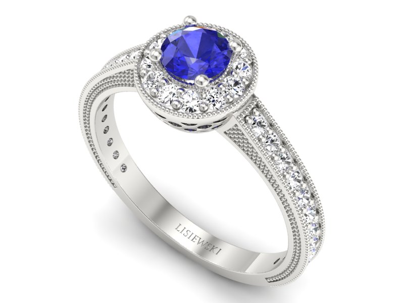 Pierścionek z szafirem i brylantami złoto 585 - p16629bszc - 3