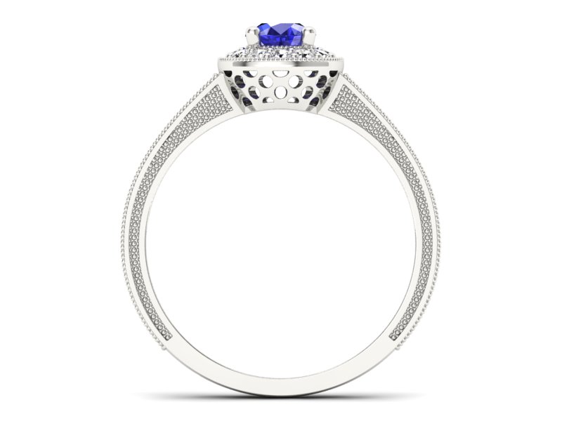 Pierścionek z szafirem i brylantami złoto 585 - p16629bszc - 2