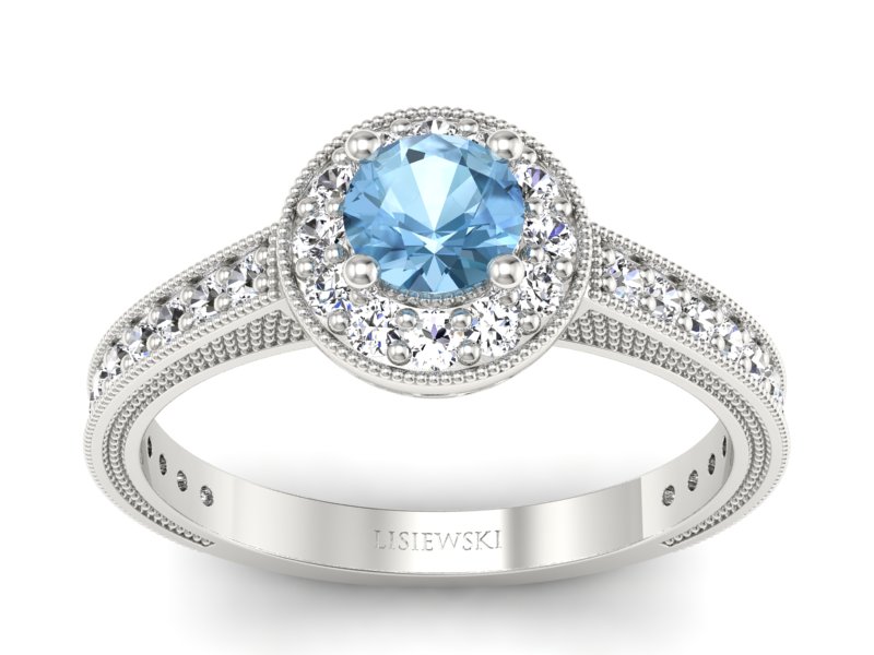 Pierścionek z topazem i brylantami białe złoto - p16629btp - 1