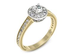 Pierścionek z diamentami żółte i białe złoto 585 - p16629zb