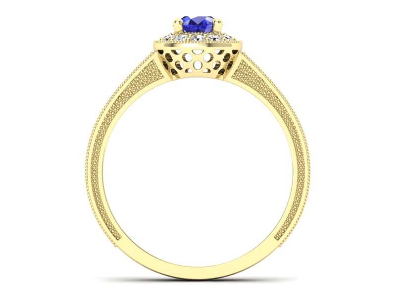 Złoty pierścionek z szafirem i brylantami - p16629zszc - 2