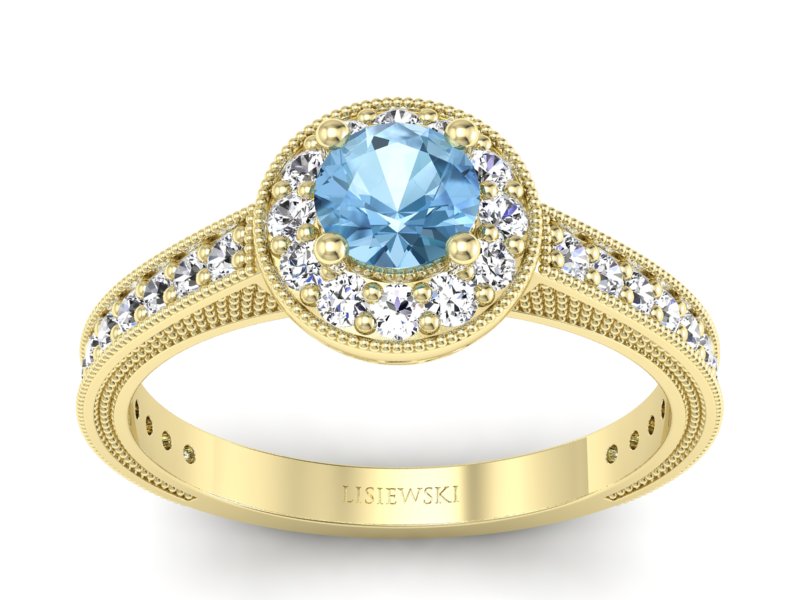 Złoty Pierścionek z topazem i brylantami 585 - p16629ztp - 1