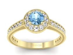 Złoty Pierścionek z topazem i brylantami 585 - p16629ztp