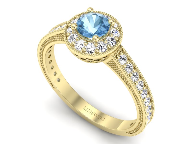 Złoty Pierścionek z topazem i brylantami 585 - p16629ztp - 3