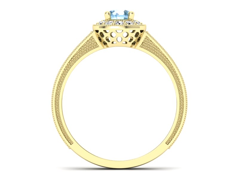 Złoty Pierścionek z topazem i brylantami 585 - p16629ztp - 2