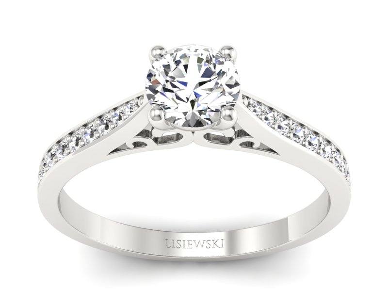 Złoty pierścionek z brylantami białe złoto - p16637b - 1