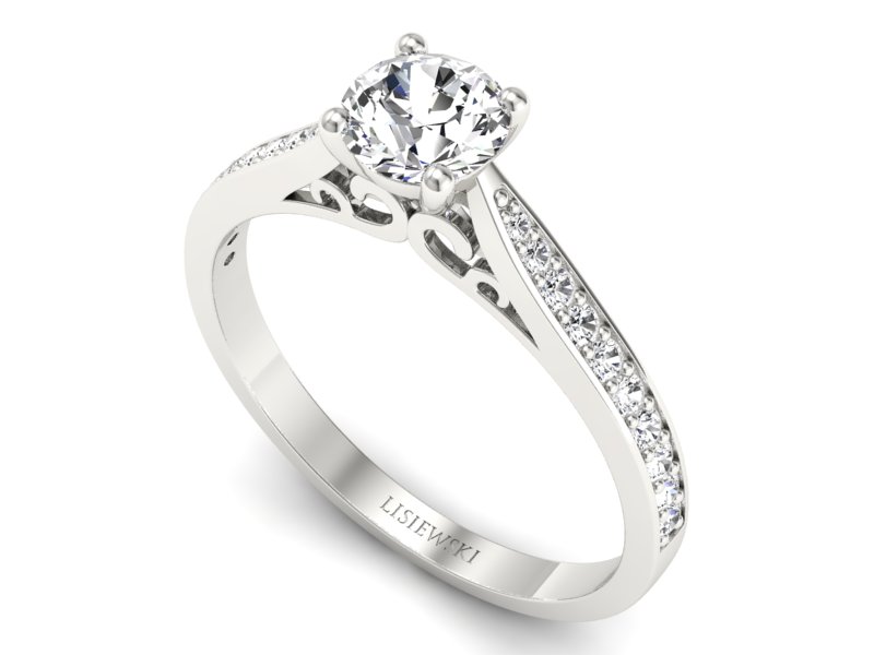 Złoty pierścionek z brylantami białe złoto - p16637b - 3