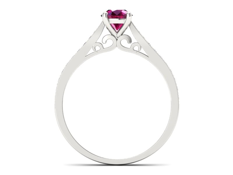 Pierścionek z rubinem i brylantami białe złoto - p16637br - 2