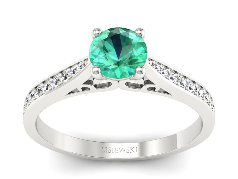 Złoty pierścionek ze szmaragdem i brylantami - p16637bsm - 1