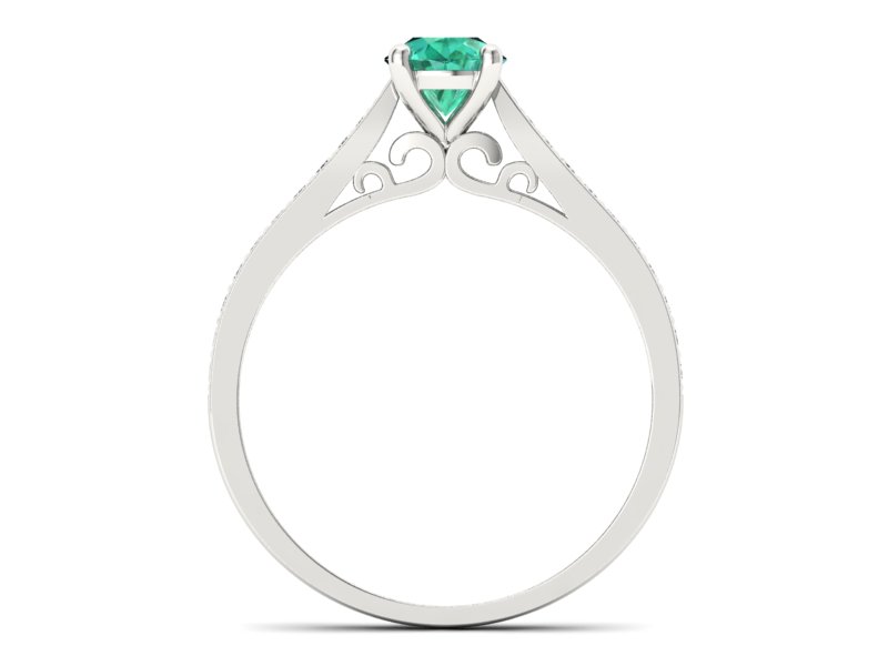 Złoty pierścionek ze szmaragdem i brylantami - p16637bsm - 2