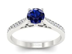 Pierścionek z szafirem i brylantami - p16637bsz