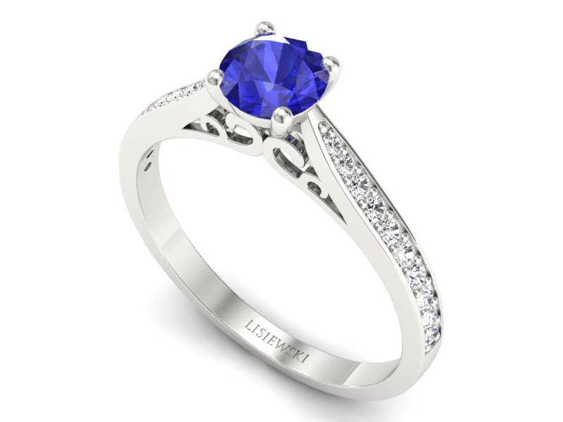 Pierścionek z szafirem i brylantami - p16637bszc - 3