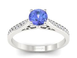 Pierścionek z tanzanitem białe złoto i brylantami - p16637bt